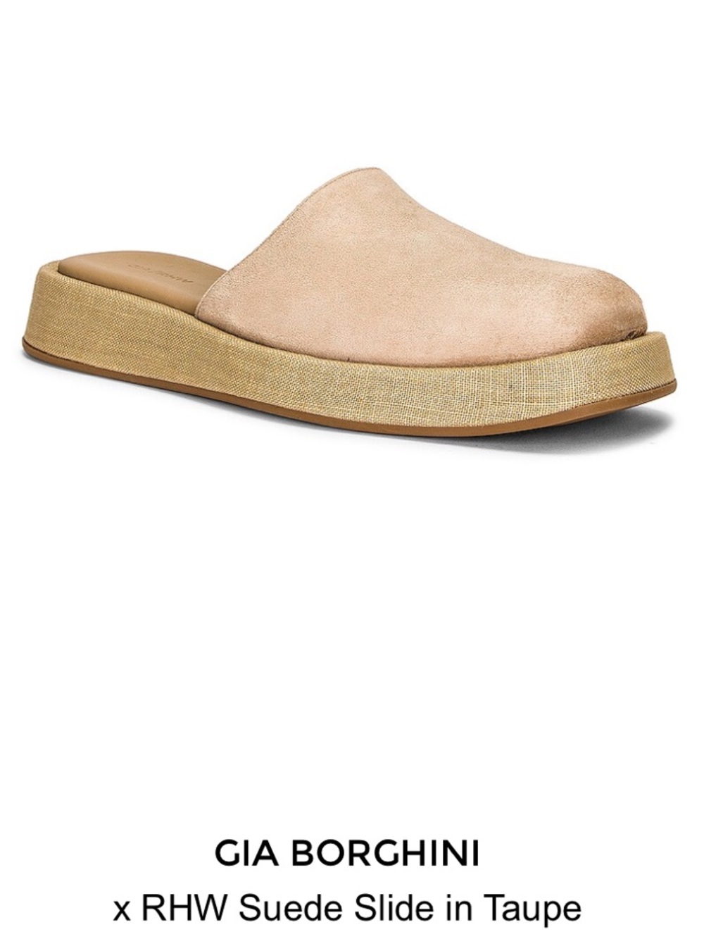 Gia Borghini Blush Taupe Suede Platform Slide
